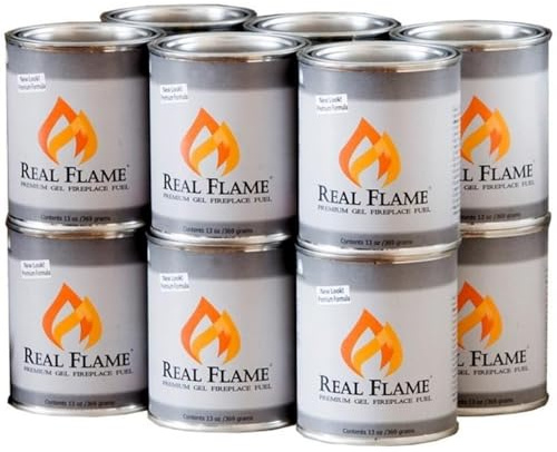 Pemberly Row Gel Fuel, 13 oz Cans, 12-Pack, Clean-Burning Isopropyl Alcohol, Bright Yellow, Orange, Red Flames, Crackling Fireplace Use, Eco-Friendly Indoor/Outdoor Flame Fuel