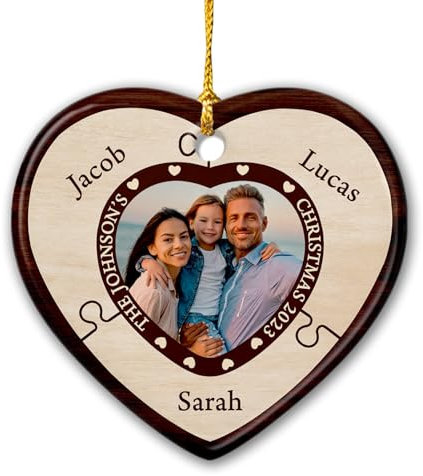 Christbaumschmuck Keramik Weihnachtsanhänger Anhänger Weihnachtsbaumschmuck Hängende Ornamente Weihnachtsdeko Personalisiertes Bild Familie 2023, Individuelles Foto Zuerst Als Familie Von 3,4,5,6