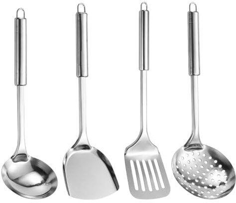 4 Pezzi Utensili Da Cucina Set, Mestolo Cucina, Set Mestoli Cucina Acciaio Inox, Attrezzi Da Cucina, Utensili Cucina Acciaio Inox, Lavabili In Lavastoviglie, Cucchiai, Spatole, Spatole E Mestoli