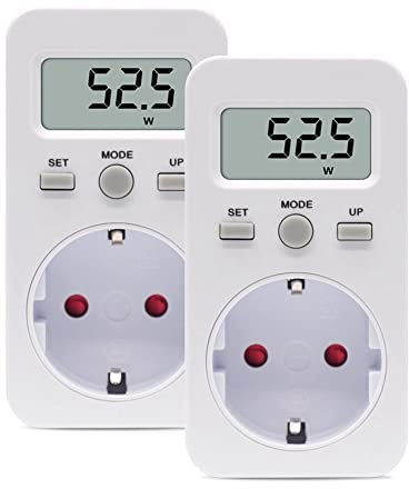 Kliplinc Wattmètre numérique - Moniteur de puissance LCD - Test de courant - Prise de mesure 230 V - Puissance maximale 3680 W - Prise européenne