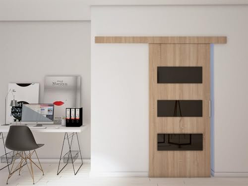 MINIO go for it - Schiebetür Komplettset CLEAN E, 96 cm Breit, Schiebetüren, Wandmontage, Schiebetürsystem, Zimmertüren - Sonoma Eiche