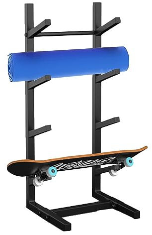 Longboard-Rack, 4/5-lagig, Skateboard-Präsentationsständer, für Deck und Garage, vertikales Organizer-Regal für Yogamatte und Schaumstoffrollen, Einzelhandelsgeschäft und Fitnessstudio-Ständer