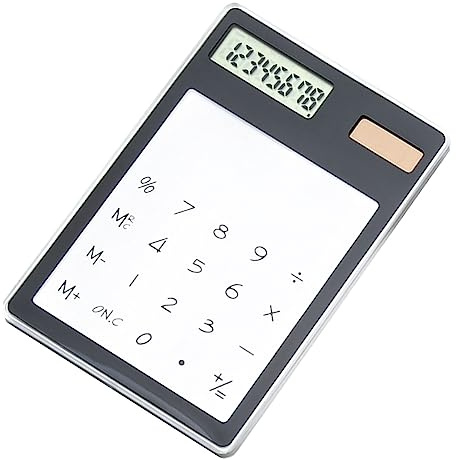 Emoshayoga 8 DigitLCD Calculatrice Solaire Écran Tactile Transparent Écran LCD 8 Chiffres pour Bureau École Maison Noir