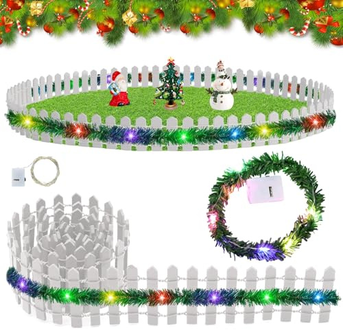 Wichtel Zubehör Weihnachten, 3 Stück Miniatur Deko Zaun, 5 * 90cm Mini Zaun Zum Basteln,Weiß Wichteltür Zubehör, Miniatur Wichtel Zubehör, Miniatur Puppenhaus Zubehör Fee Garten Gartenhaus Deko
