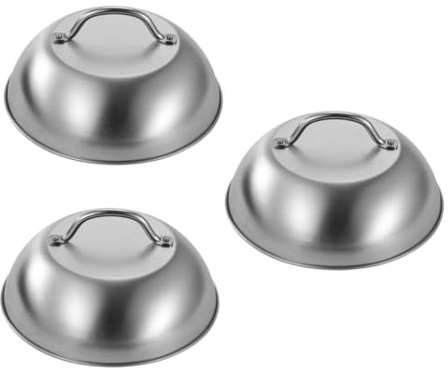 POPETPOP 3 Piezas tapa de olla para barbacoa utensilios de cocina juego de ollas tapas sartenes cubremacetas tapa olla cubierta de olla de metal tapas de ollas de acero inoxidable Silver