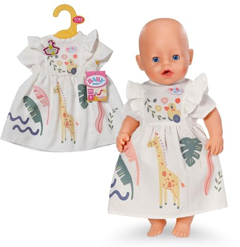 BABY born Robe à Volants avec imprimé Jungle et girafes - Accessoires de Haute qualité pour poupées - Vêtements adaptés aux poupées de 43 cm