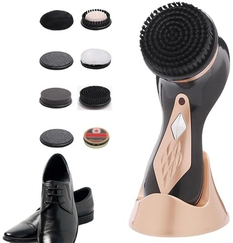 WBRSybUK Lucidatrice Elettrica per Scarpe, Spazzola per Scarpe Portatile con 7 Testine, Testine Sostituibili E Ricaricabile Tramite USB, Facile da Usare E Mantiene Le Mani Pulite