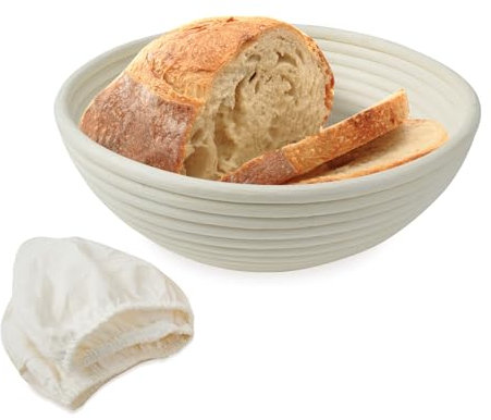 Banneton à Pain Silicone 2PCS (25cm Ovale + 22cm Rond) Design Antiadhésif & Pliable et réutilisable- Pour Pain au Levain & Pâtisserie | Lavable au Lave-vaisselle | Anti-Moisissure