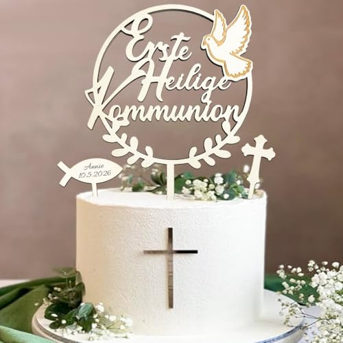 Erstkommunion Tortendeko, Erste Heilige Kommunion Cake Topper & Kreuzigung Fisch Torte Deko, Kommunion Deko Junge Mädchen Geschenke Gastgeschenke