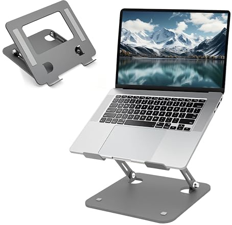 WEIQILE Laptop Ständer für Schreibtisch, langlebige Metallbasis, Laptop Computer Ständer für kollaboratives bis zu 15 Zoll (Grey)