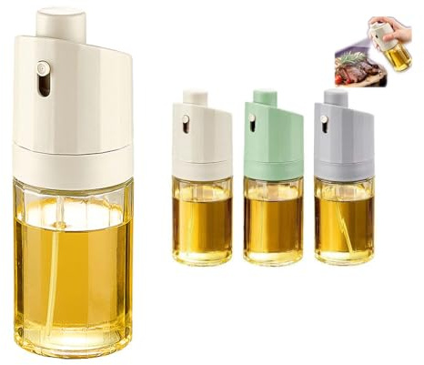 Theexecva Spruzzatore per olio per cucinare, nebulizzatore per olio d'oliva, 230 ml, in vetro di qualità alimentare, per insalate, cottura, friggere, barbecue (bianco)