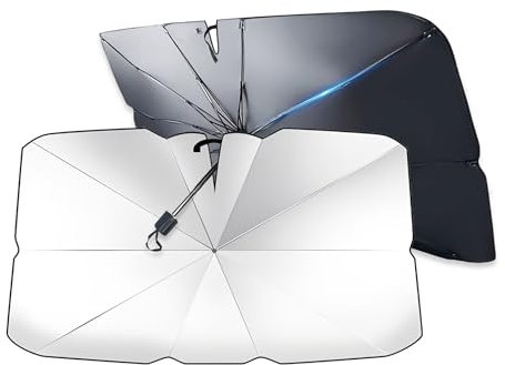 2025 Pare Soleil Voiture Pare Brise Avant 145 x 80 Cm, Parapluie Pare Soleil Voitur Portable- - Revêtement en Titane - Protection UV Et Anti-Chaleur Facile à Installer pour Voitures, SUV, Camions