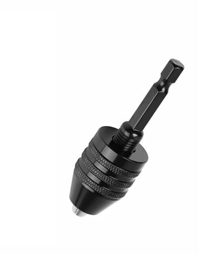 1 pieza de portabrocas de cambio rápido sin llave, adaptador de vástago hexagonal, herramienta de conversión, portabrocas de tres mordazas, portabrocas for amoladora eléctrica(0.3-3.6mm HEX Black)