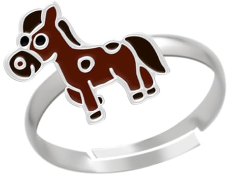 LOVE YOUR CITY Kinderschmuck Ring Pony – 925 Sterling Silber mit Emaille – verstellbar – Kinder Ring Mädchen – Pferd Motiv – Geschenk für Kinder – inkl. Geschenkbox