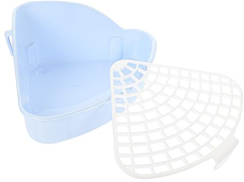 TOYANDONA Kaninchenstreubox Ecktoilette für Kleine Haustiere aus Pp mit Abnehmbarem Gitter und Doppeltem Haken Leicht zu Reinigen Geeignet für Kaninchen und Chinchillas