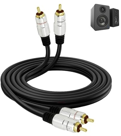 2 RCA to 2 RCA Audio Cable 1m, Gold Plated Male to Male RCA Cable Stereo Phono High Fidelity Shielded Lead for Amplifier Turntable TV Speaker Subwoofer Home Theater Sound DJ Mixer HiFi Equipment