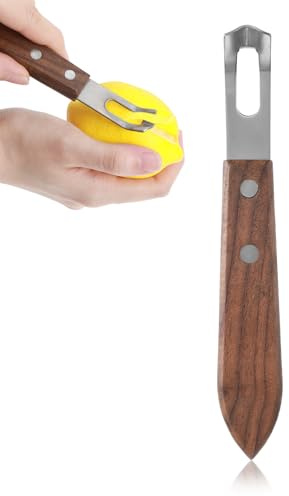 Channel Knife, Citrus Zester and Orange Peeler Tool, Walnut Wood and Stainless Steel Bar Tool for Decorating Cocktails, Desserts, Perfect for Home Bars, Craft Cocktails, Bartender Gifts