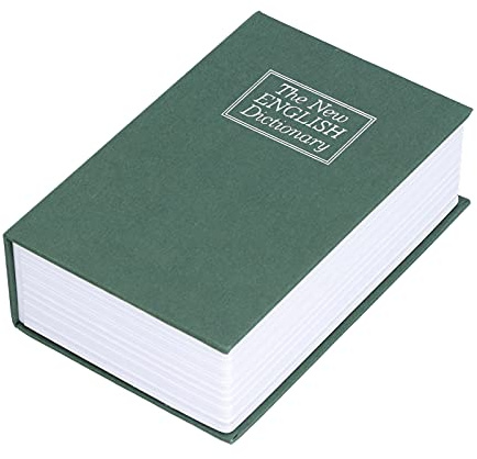 Yosoo Health Gear Dictionary Book Safe, Mini Simulation Book Security Box with Combination Lock, Stainless Steel Interior Cash Storage Solution for Home Office, Green Paper Texture Design