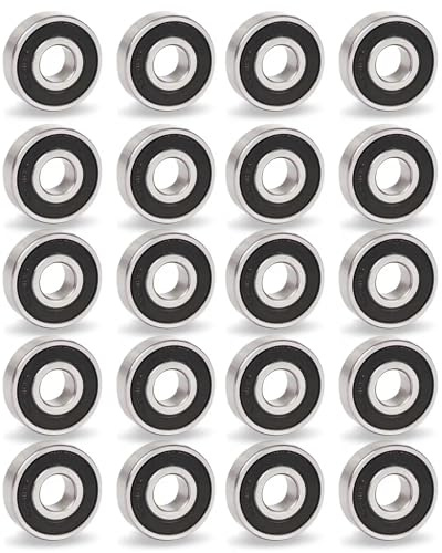 Lot de 20 roulements à billes pour skateboard - 608RS - 8 x 22 x 7 mm - Petits roulements à billes étanches - Bras de friction ABEC 9 - Haute capacité de charge - Haute vitesse - Pièces de rechange
