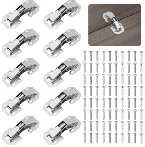 10 Pack Cabinet Hinges with Screws, Soft Close Door Hinges 90° Kitchen Cupboard Hinges, Quiet Kitchen Cabinet Hinges for Wardrobe and Cupboard Doors