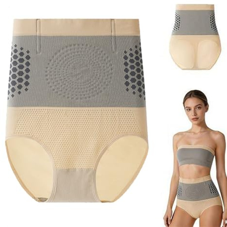Pauraju Pantalones Cortos Moldeadores 4 en 1, Faja Reductora Mujer con Microperlas, Control de Abdomen y Levanta Glúteos, Ropa Interior de Cintura Alta Sin Costuras e Invisible para Diario