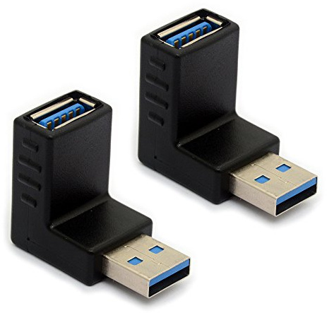 USB 3.0 Adapter 90 Grad rechtwinklig Gender Wechsler USB Anschluss Typ A Vertikal männlich zu weiblicher Extender L-Form Stecker 2Stk (DOWN)