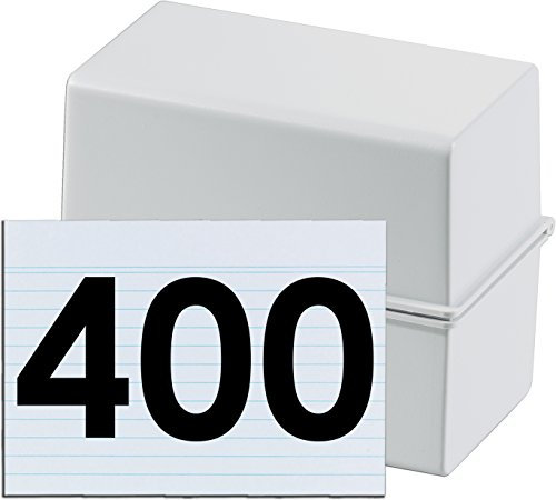 HAN Karteibox DIN A6 quer, Innovatives, attraktives Design für max. 400 Karten mit Stahlscharnier (s (A6, lichtgrau + 400 Karten)