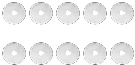 10 Pzas Cuchillas para Cutter Rotatorio 45mm - Hojas de Corte Circular de 0.3mm con Orificio Interior de 8mm para Tela Cuero y Papel - Cúter Giratorio de Repuesto con Estuche