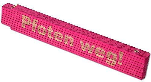 TE-Trend Zollstock Pink 2 Meter Maßstab Gliedermaßstab Laser Gravur Spruch Vatertag Muttertag Mama Geburtstag Pfoten weg!