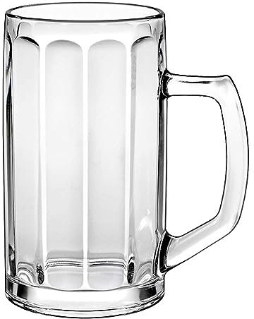 Borgonovo 12001420 Brema Ottica Bierseidel, Bierkrug, Bierglas, 360ml, mit Füllstrich bei 0.3l, Glas, transparent, 6 Stück