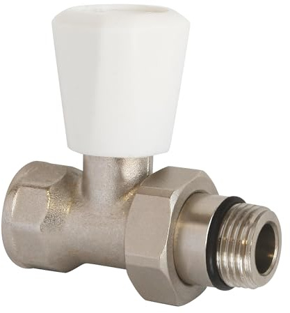 SOMATHERM FOR YOU, Robinet de radiateur manuel droit 15/21 en laiton nickelé, raccordement 1/2, compatible avec tous les radiateurs, installation murale ou en plinthe, gris/argent