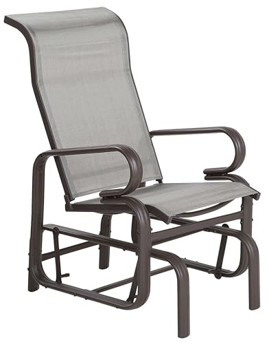 Beliani Moderner Garten-Schaukelstuhl braun aus Aluminium Polyester Bespannung Borgio