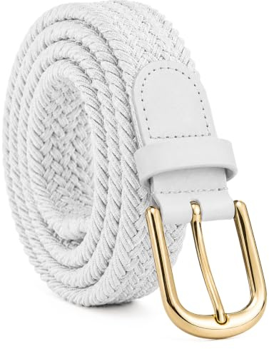 Streeze Damen elastischer geflochtener Stretchgürtel. 25 mm Breite gewebt mit Goldschnalle 5 Größen XS – XL