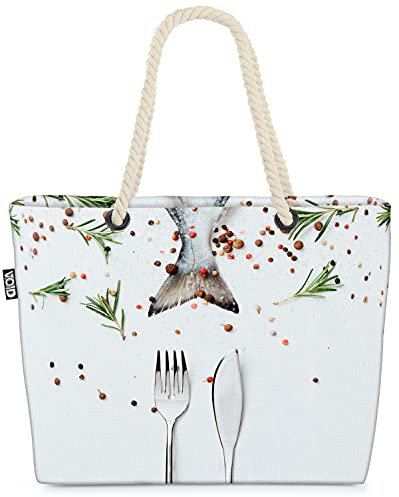 VOID Couverts à Poisson Manger cru Sac de Plage XXL 58x38x16cm 23L provisions Voyage bandoulière Beach Bag Shopper