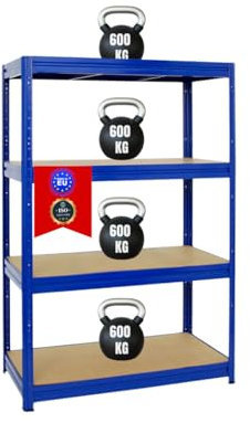 PROREGAL Schwerlastregal Dino 180x120x60 cm Fachlast 600kg Blau, Garagenregal, Lagerregal, Steckregal, Kellerregal