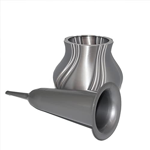 Grabvase mit Schmuckrosette Avalon (Silber) von Prix3D Elegante, pietätvolle Grabgestalltung, nachhaltiger Biokunstoff