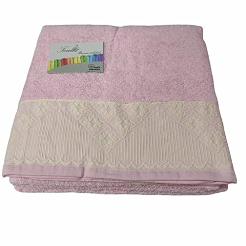 Mercatienda Set de baño 3 Piezas Turim100% algodón Hecho EN Portugal, Gran absorción, Aprox 450g / m2, súper Suave (1 Pieza 30x50; 1 Pieza 50x100; 1 Pieza 100x150), orgánico. (Rosa Claro)