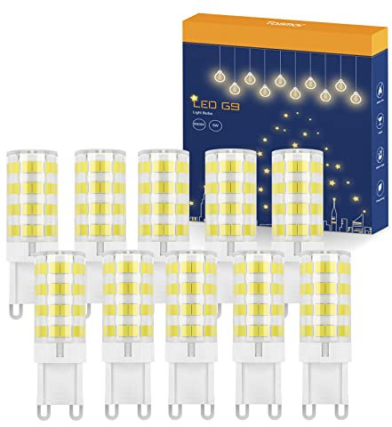 TASMOR Bombilla LED G9, 5W Blanco Frío 6500K, Equivalente 50W Lampara Halógena, Bombillas 550LM Suficiente Brillante, Sin Estroboscópico, 360° de Haz Omnidirectional, No Regulable (10Pcs)
