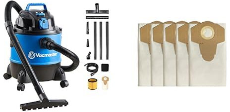 Vacmaster VQ1220PFC-03 Aspirateur Eau et poussière 1250W 20L | Lot de 5 Sacs à poussière universels pour aspirateurs secs et humides-20L