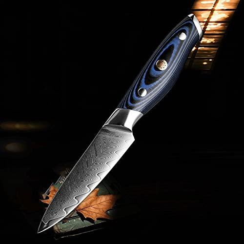 WERWER Damasco Chef Cuchillo Cuchillo de Cocina Profesional Herramienta de Cocina Exquisito Plum Remache Mango (Color : Paring Knife)