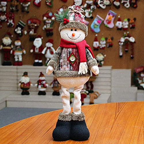 Cysocool Christmas Standing Figurine 48CM Long Legs Snowman Figure Xmas Plush Doll Christmas Ornament Party Table Fireplace Decor Home Decoration Tree Hanging Xmas Figure Gift