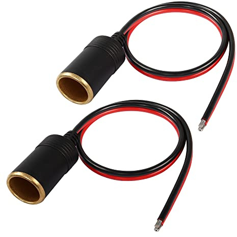 MEIRIYFA Car Cigarette Lighter Female Socket Extension Cable, 2 Pack Car Charger Power Cigarette Lighter Female Socket Cable Adapter with 12AWG