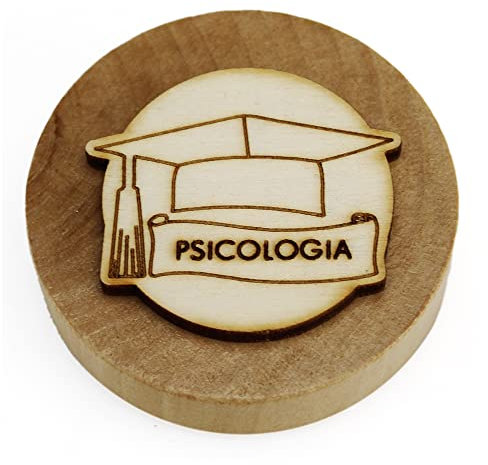 DLM 32660 (Kit 12 Pezzi) Apri Bottiglie Apribottiglie con Calamita Moderno Design Tondo in Legno + Scatolina in bambù per Laurea in Psicologia Cappello Tocco bomboniera