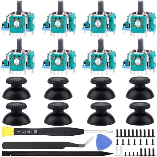 Ikpek 8 Pack Joystick Replacement for PS5 Controller, 3D Analog Sensor Module Thumb Sticks Replacement Part with Thumbsticks Repair Screwdriver Kit for PlayStation 5 DualSense Controller