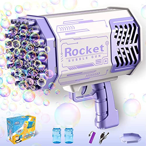 Seifenblasenmaschine Seifenblasenpistole für Kinder, 132 Löcher Seifenblasen Pistole Seifenblasen Hochzeit Deko Seifenblasenspielzeug Geschenk für Kinder, Geburtstag, Party, Bubble Machine (Lila)