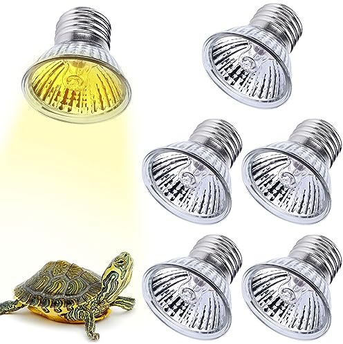 Aicharynic Lámpara de calor de tortuga, 6 unidades, E27, 25 W, para reptiles, regulable, 220 V, UVA UVB, terrario, lámpara de calor, para reptiles, lagartijas, tortugas, serpientes