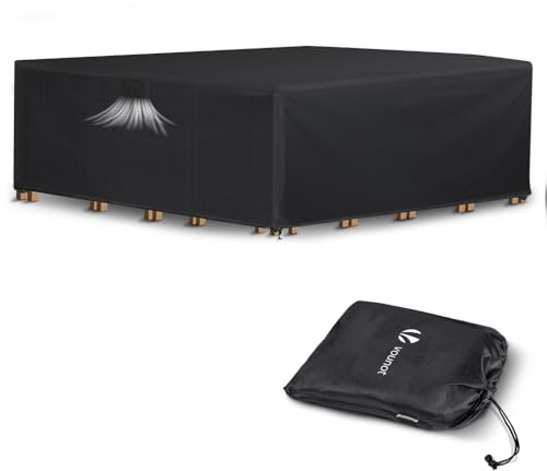 VOUNOT Abdeckung Gartenmöbel wasserdicht, Schutzhülle Abdeckplane für Gartentisch Sitzgruppe mit Schnallen & Belüftungsöffnungen, verstärkte Nähte Anti-UV 420D Oxford Gewebe 250x250x73cm