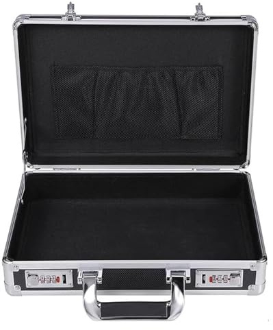 Aluminium-Aufbewahrungsbox, Aluminium-Aktenkoffer-Kombination, sichere Laptop-Aktentasche, unsichtbare Bargeldtasche for Zuhause, Aktentaschen for Männer und Frauen (Farbe: Schwarz, Größe: 36 x 24 x 1