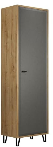 vito Garderobenschrank - Eiche Navarra Dekor - Dark Grey Dekor - 60 x 200 cm