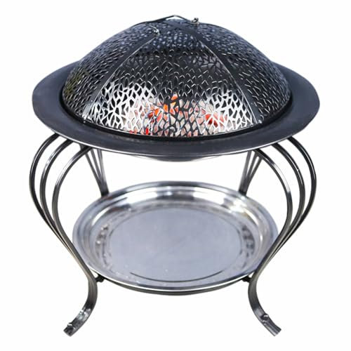 YUHANG Braciere in Ferro,Griglia BBQ,con Clip per Carbonella e Parascintille,Sicuro e Stabile,per Campeggio,Falò,Calore,Piccolo/Grande (Small)